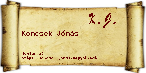 Koncsek Jónás névjegykártya